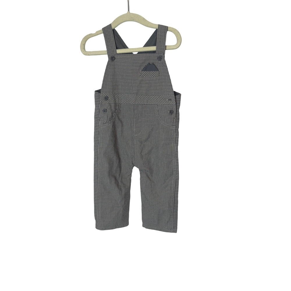 FAO Overalls Baby Boys 12-18 Months Gray Check Lined Woven One Piece Outfit‎
